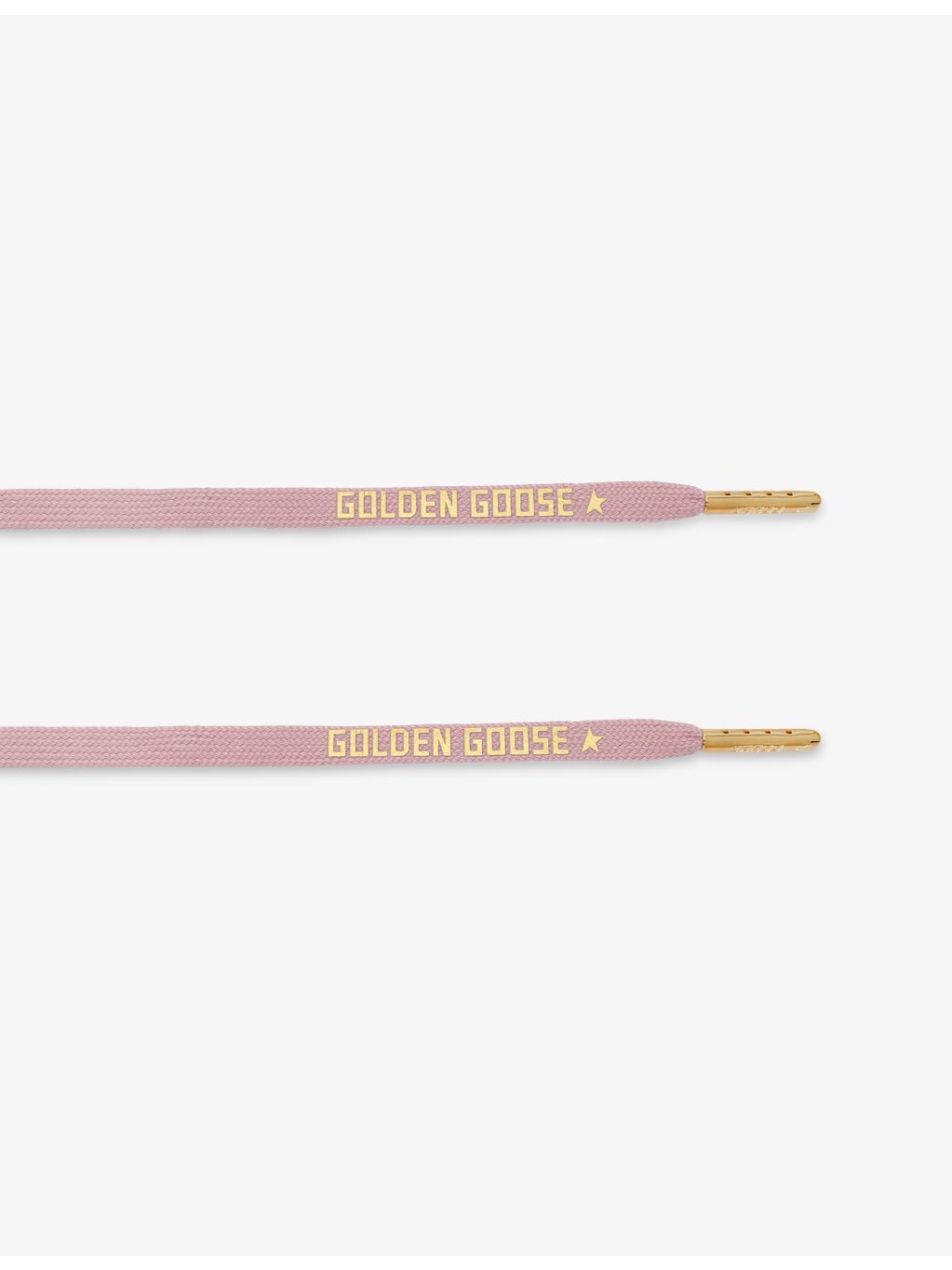 Golden Goose woven shoelaces with star logo and gold-tone metal, UK version