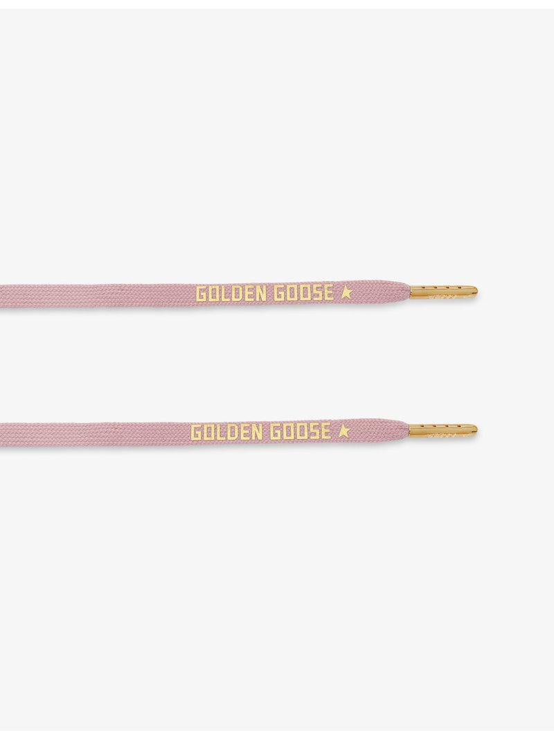 Golden Goose woven shoelaces with star logo and gold-tone metal, UK version