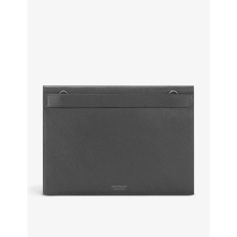 Montblanc grained-leather pouch with silver-tone hardware, imported from the UK