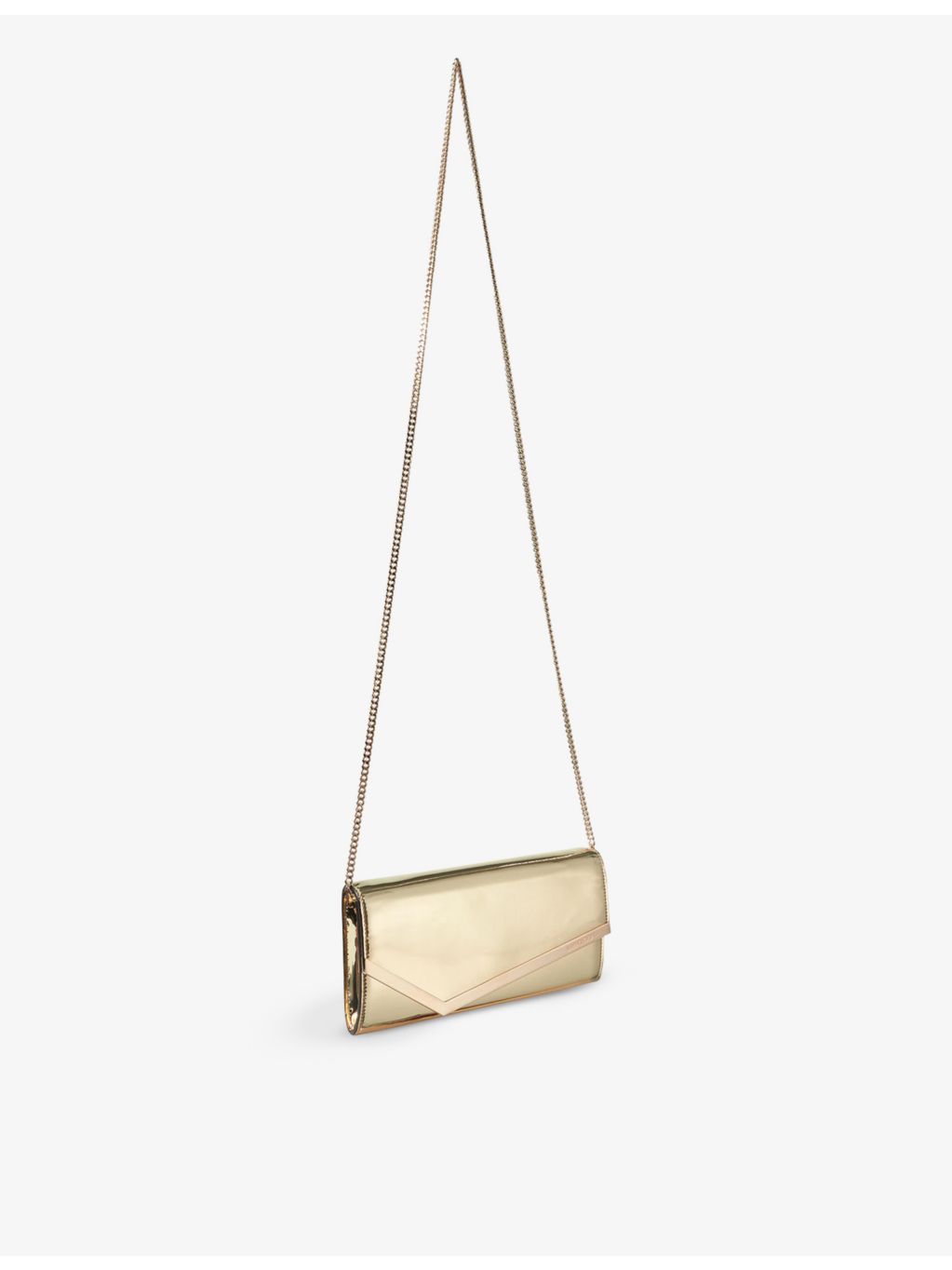 Jimmy Choo Emmie mirrored-fabric clutch, UK version