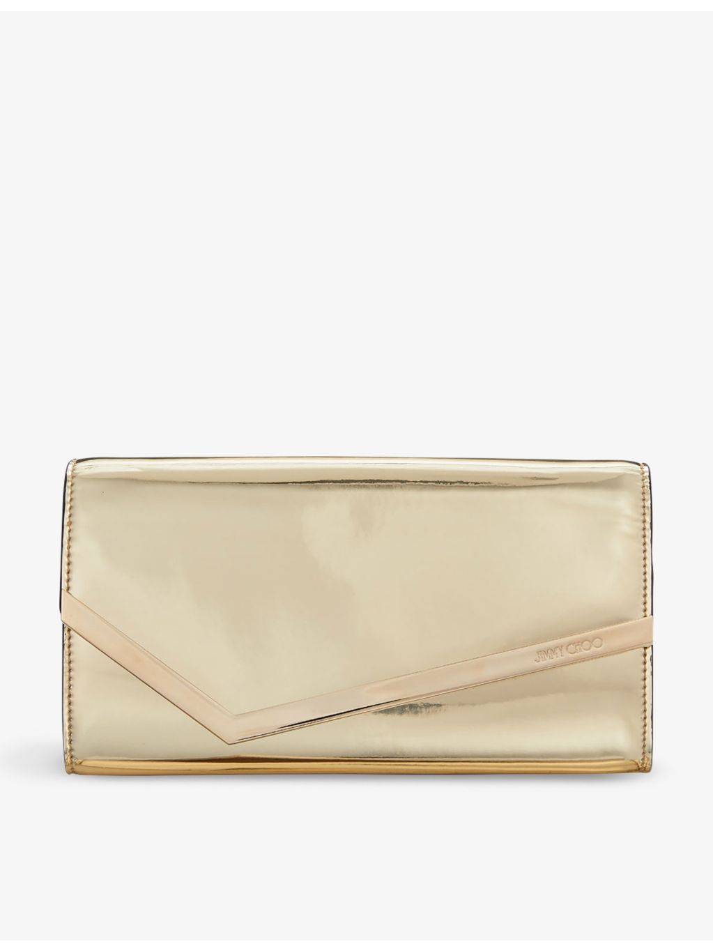 Jimmy Choo Emmie mirrored-fabric clutch, UK version