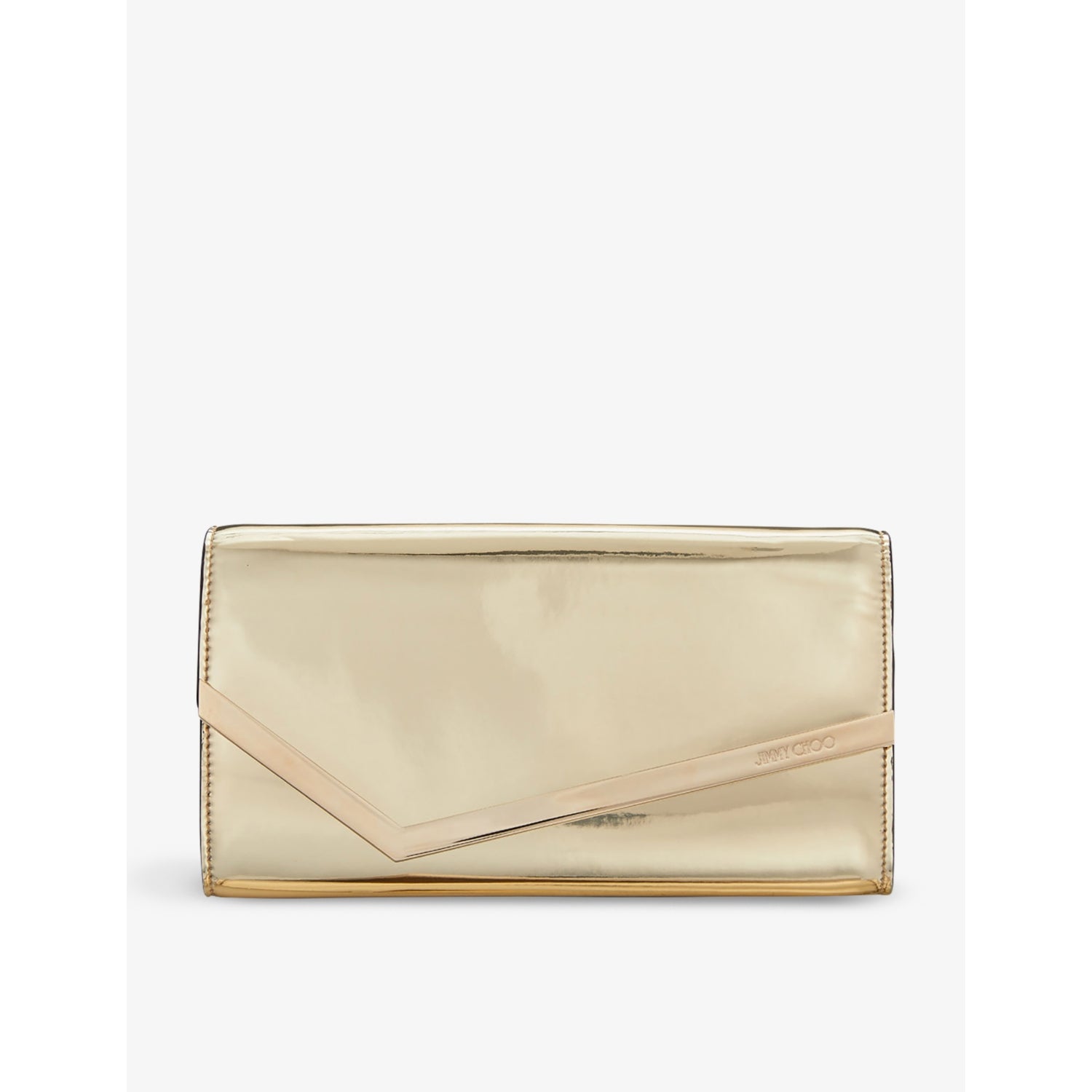 Jimmy Choo Emmie mirrored-fabric clutch, UK version