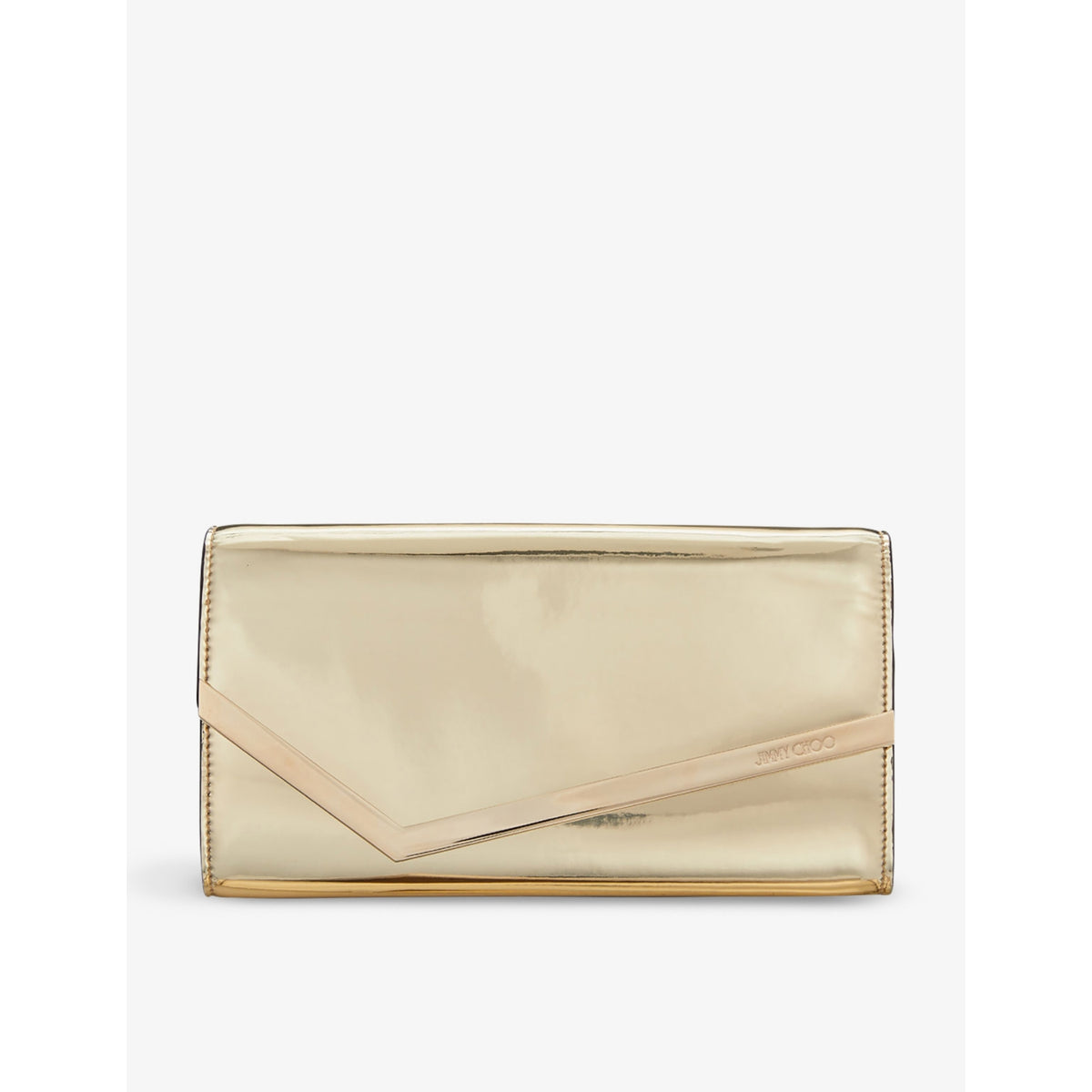 Jimmy Choo Emmie mirrored-fabric clutch, UK version