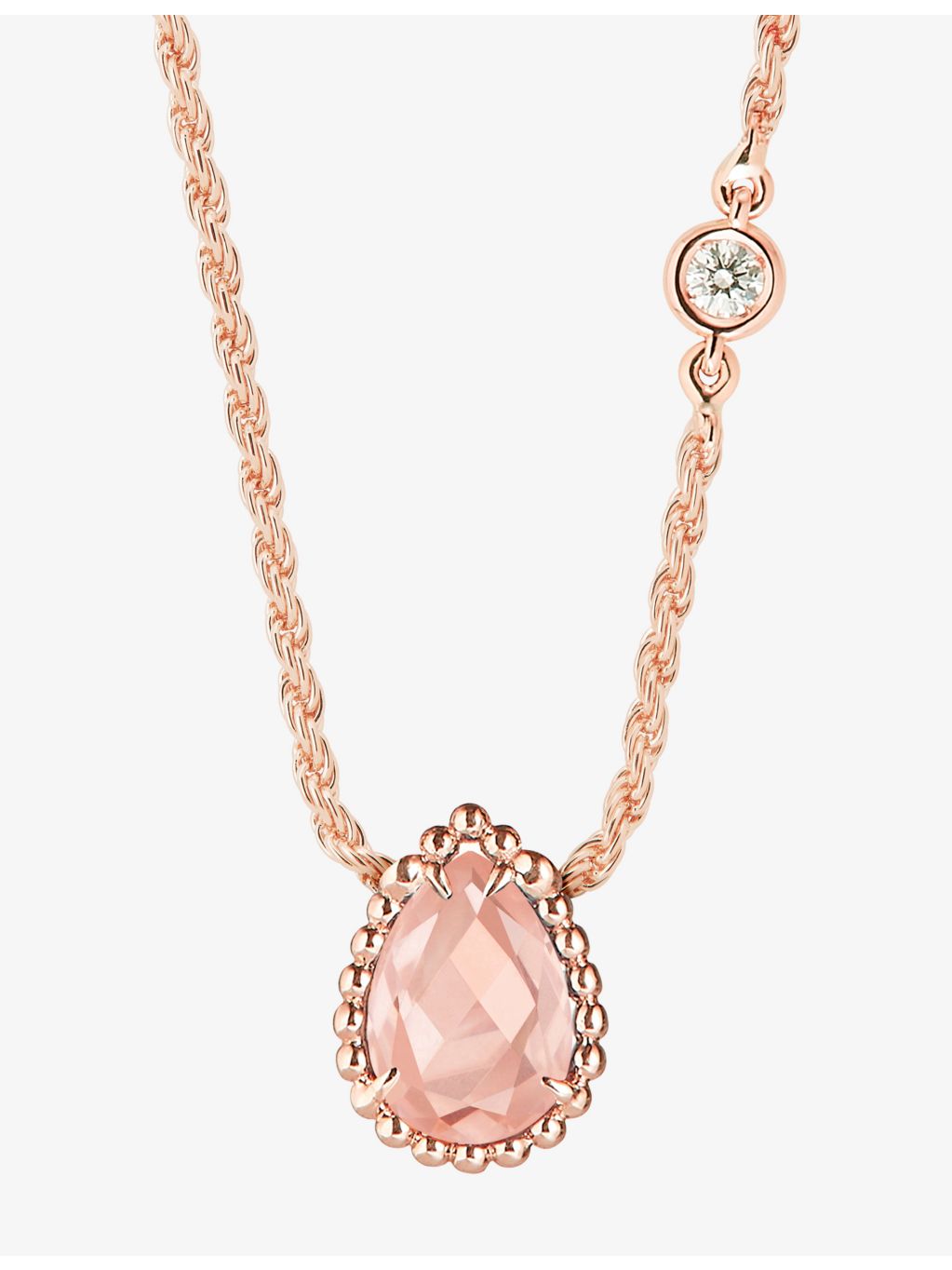 Boucheron Serpent Boheme extra-small rose-gold pendant with pink quartz diamond (British brand)