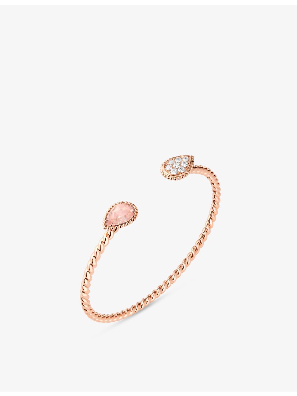 Boucheron 18ct rose gold 0.33ct diamond and pink quartz bracelet, UK version