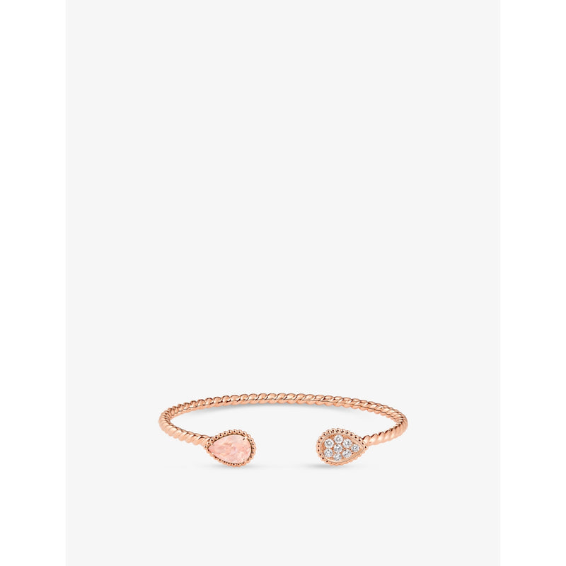 Serpent Boheme 18ct rose-gold, 0.33ct brilliant-cut diamond and 1.36ct pink quartz bracelet - 16cm