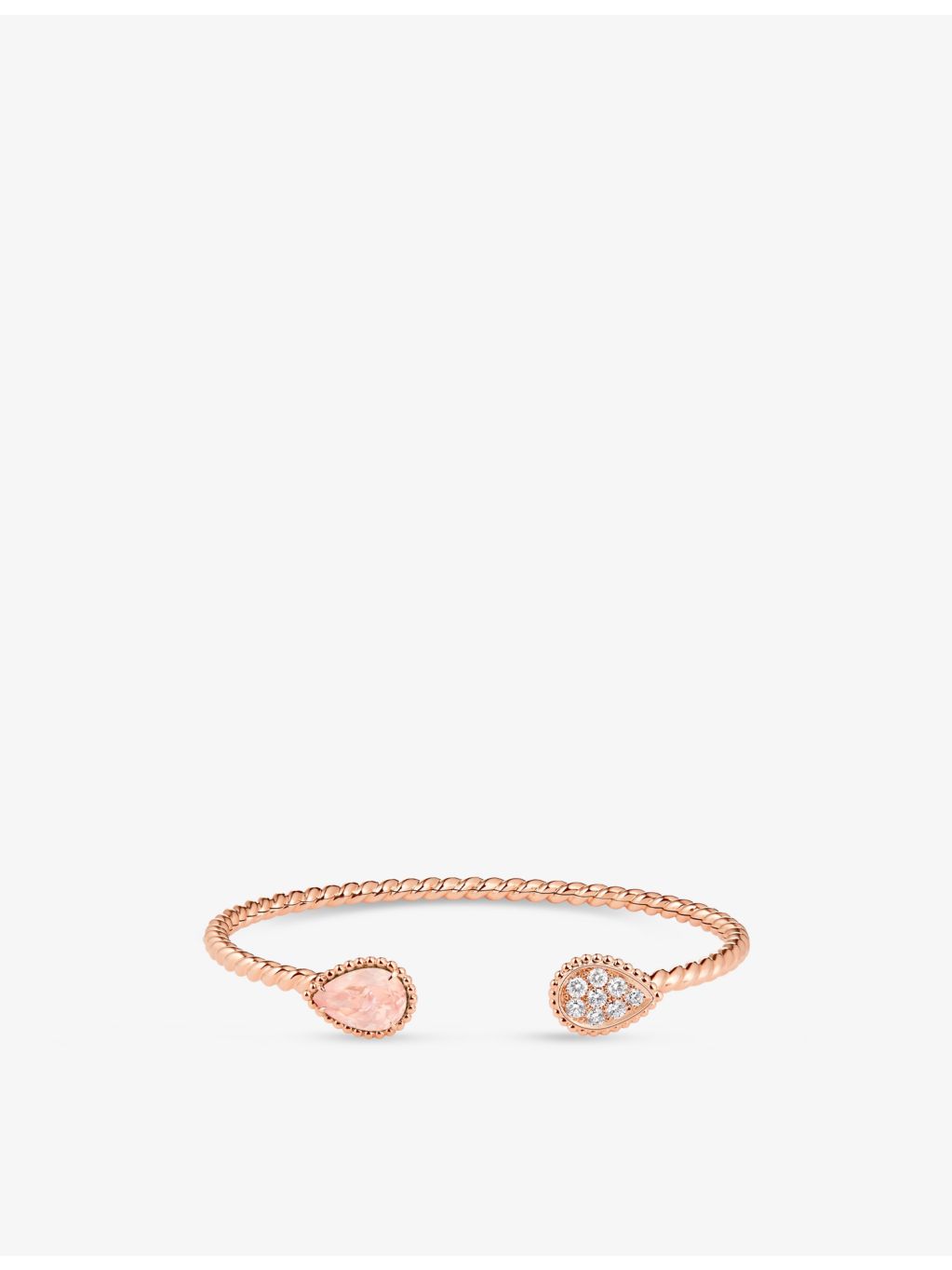 Boucheron 18ct rose gold 0.33ct diamond and pink quartz bracelet, UK version
