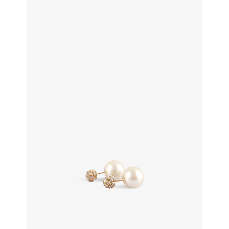 Ritika Ravi 18ct gold polki diamond pearl earrings, UK version