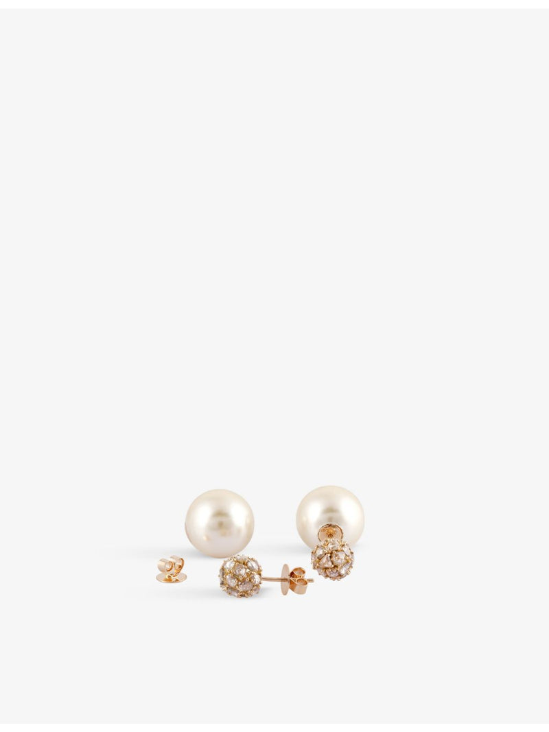 Ritika Ravi 18ct gold polki diamond pearl earrings, UK version