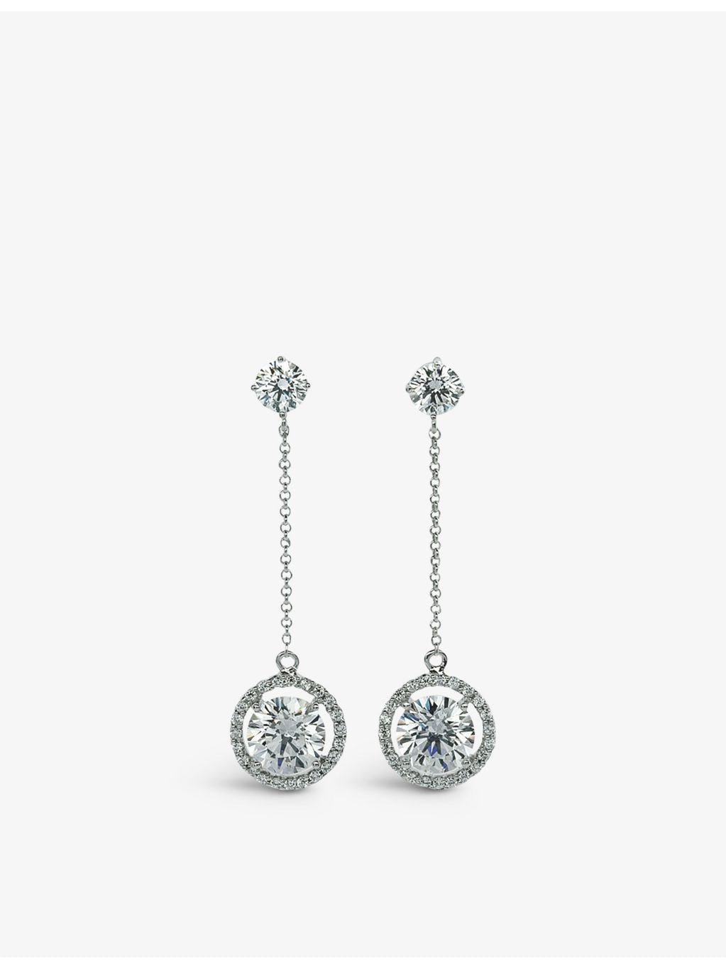 CARAT London sterling silver drop earrings, cubic zirconia, 4cm - British product