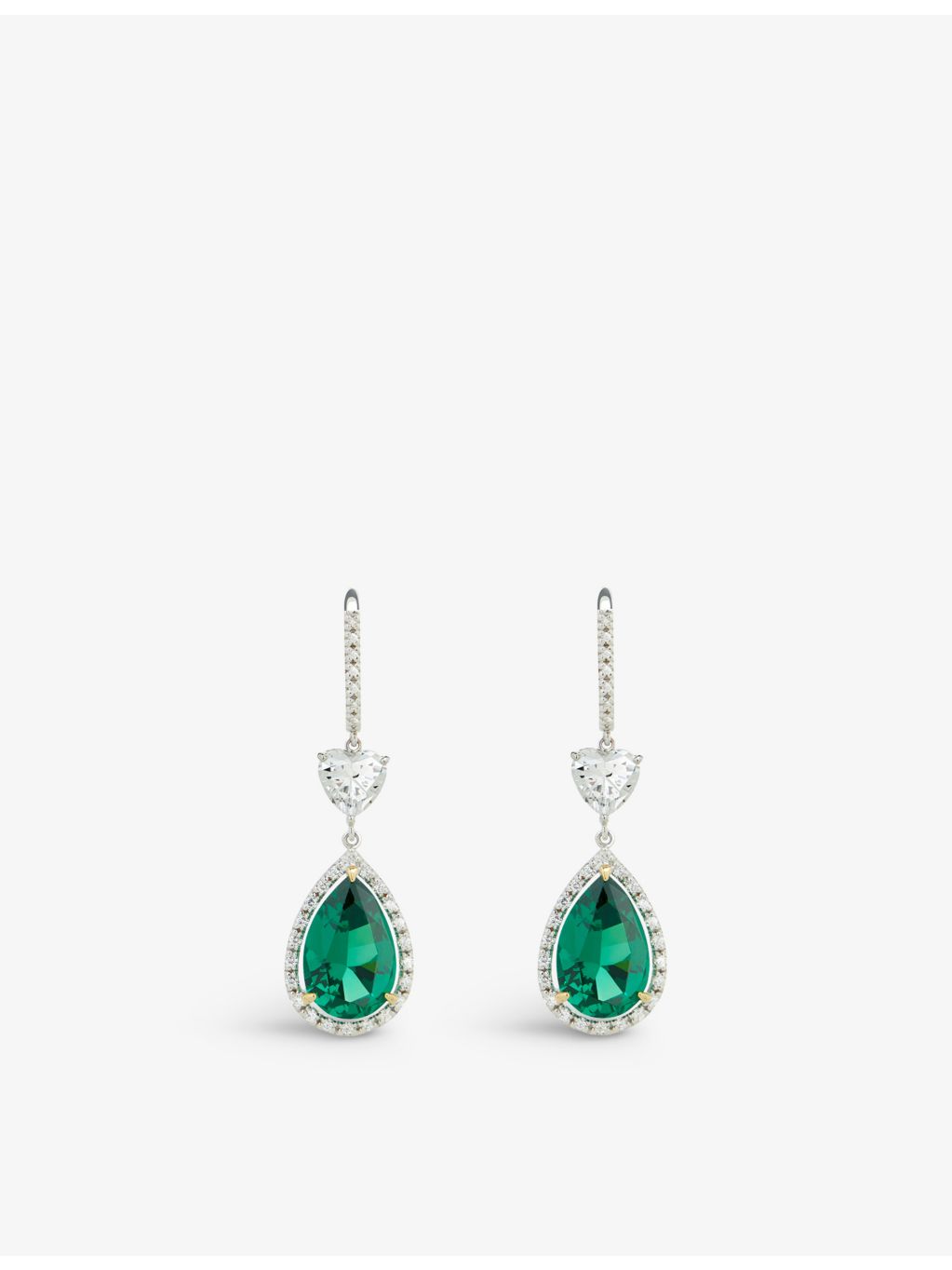 CARAT London sterling silver cubic zirconia drop earrings - British product