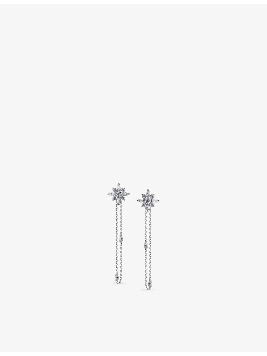 CARAT London Camelia cubic zirconia drop earrings 5cm, imported from the UK