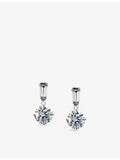 CARAT London 9ct white gold cubic zirconia drop earrings, imported from the UK