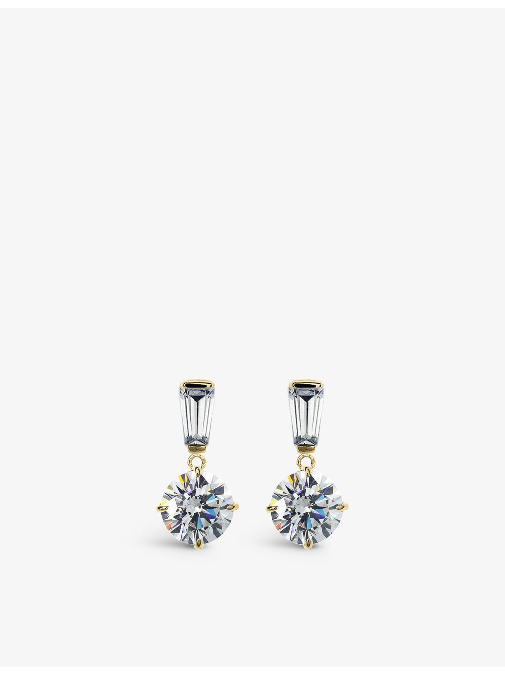 CARAT London Athena 9ct gold drop earrings, cubic zirconia (British brand)