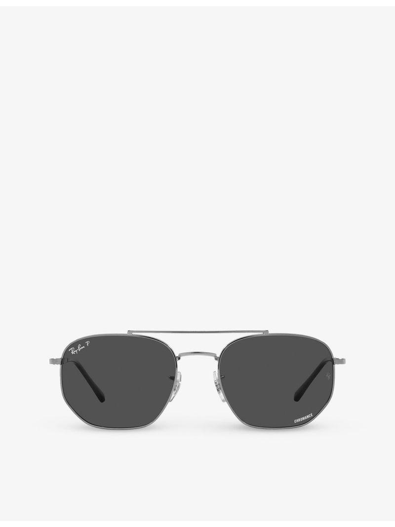 Ray-Ban RB3707 gunmetal sunglasses with irregular frame (British brand)