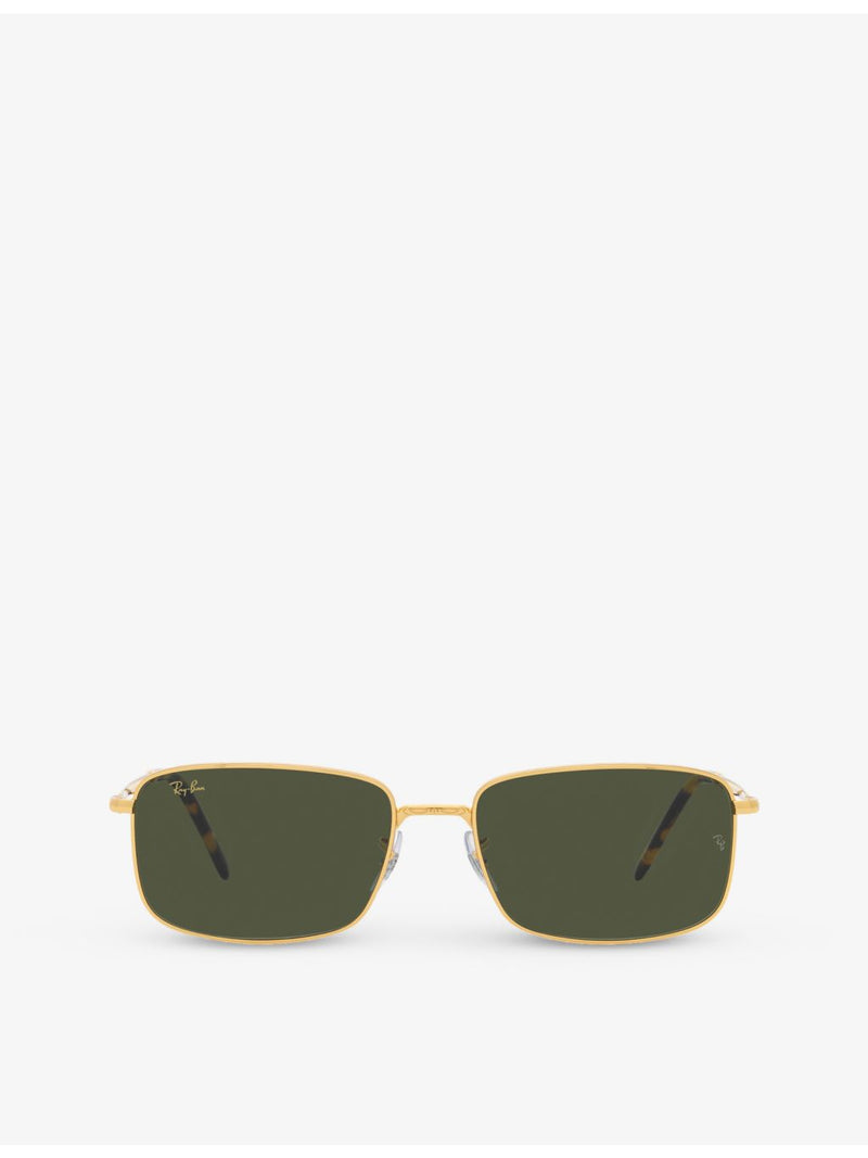Ray-Ban RB3717 rectangular gold metal sunglasses, UK version