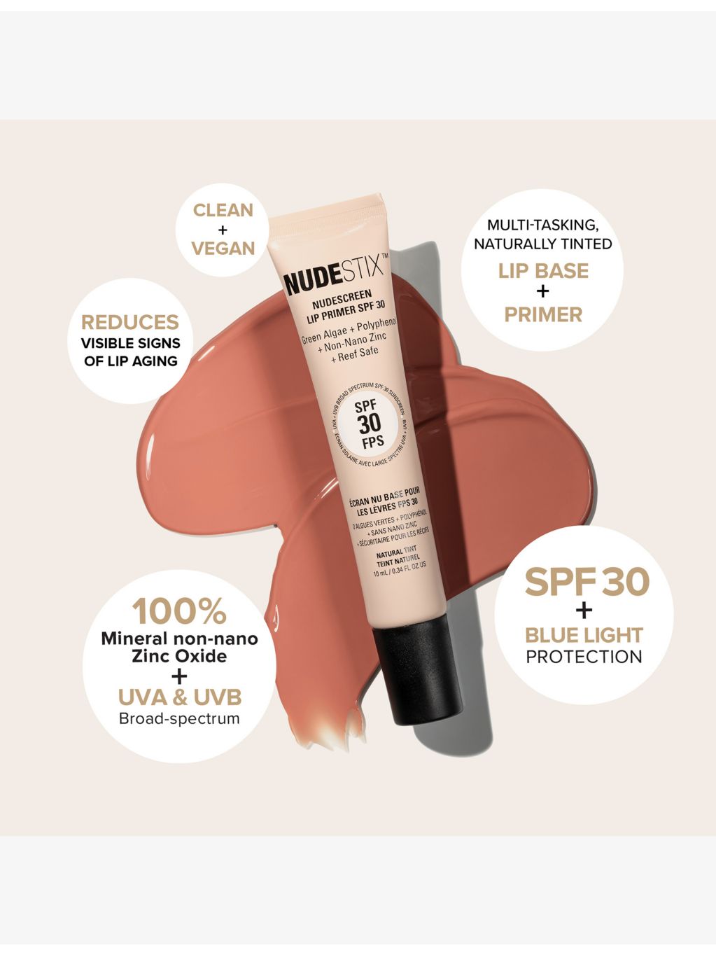 Nudestix Nudescreen lip primer SPF 30 10ml (British brand)