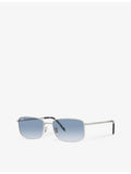 Ray-Ban RB3717 polished silver rectangular sunglasses, UK version