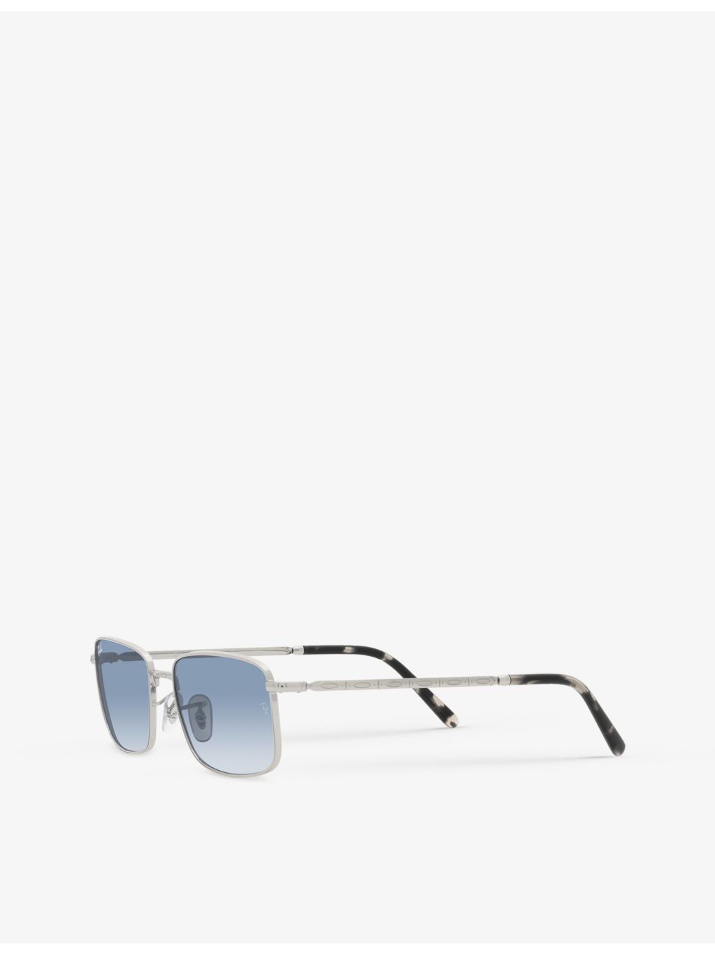 Ray-Ban RB3717 polished silver rectangular sunglasses, UK version