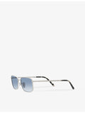 Ray-Ban RB3717 polished silver rectangular sunglasses, UK version