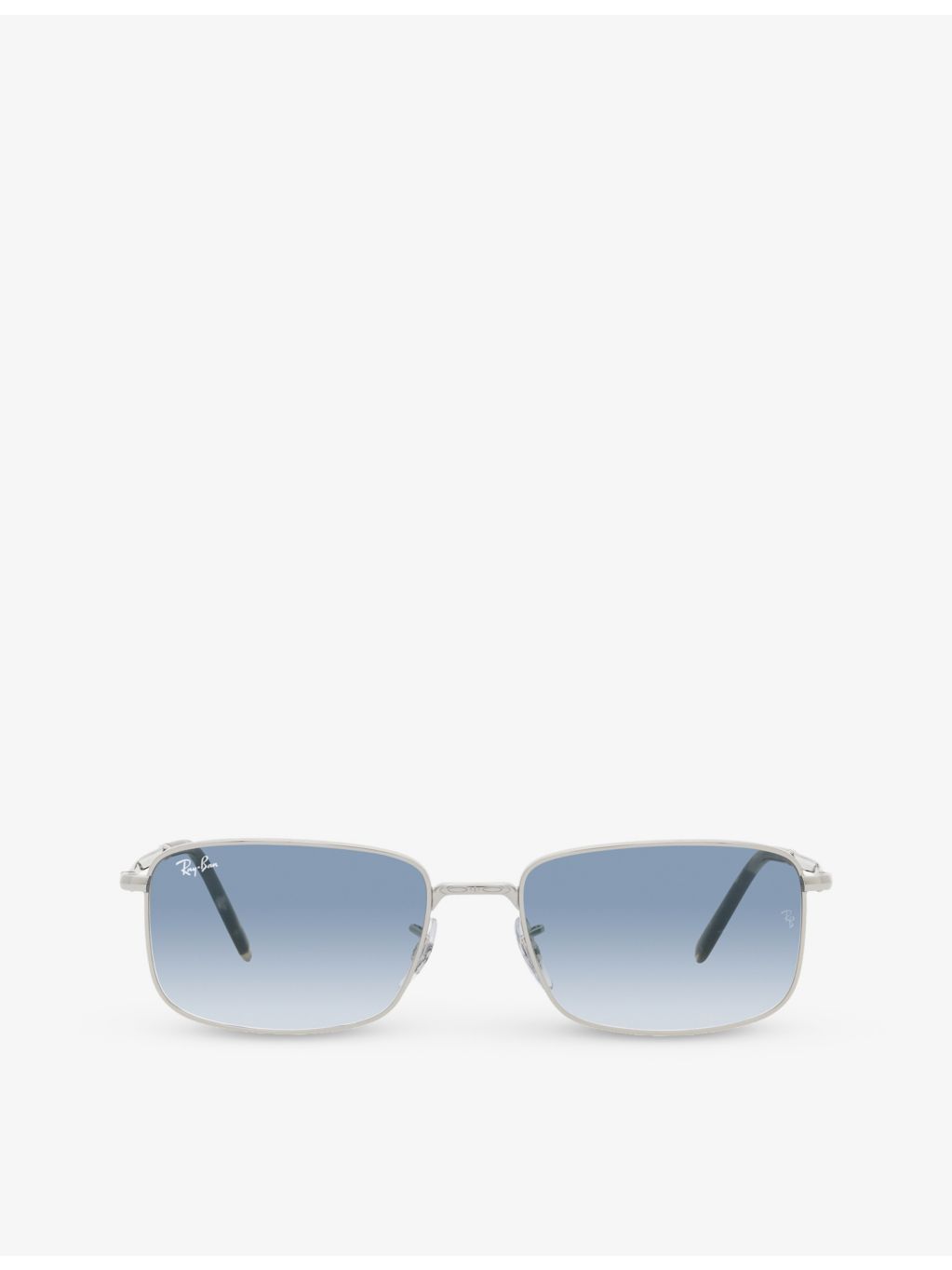 Ray-Ban RB3717 polished silver rectangular sunglasses, UK version
