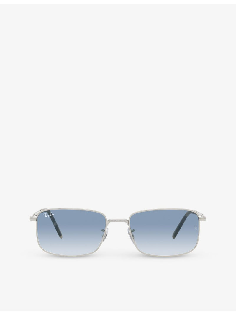 Ray-Ban RB3717 polished silver rectangular sunglasses, UK version