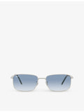 Ray-Ban RB3717 polished silver rectangular sunglasses, UK version