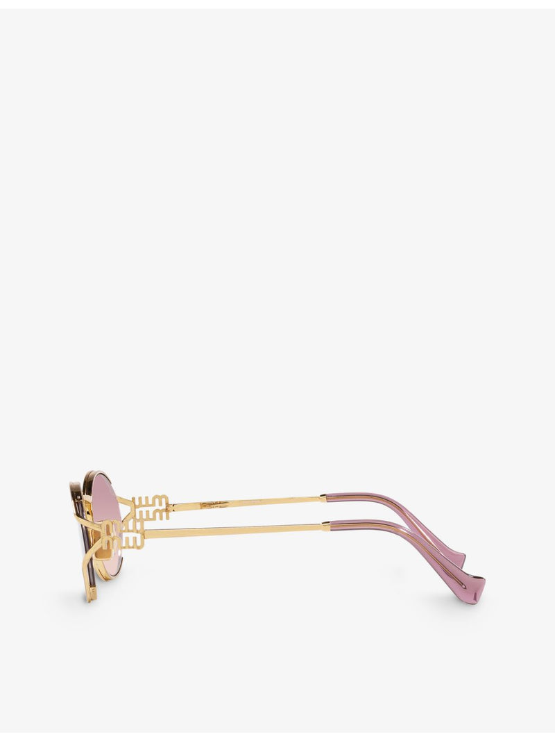 Miu Miu round-frame metal sunglasses with tinted lenses, UK version