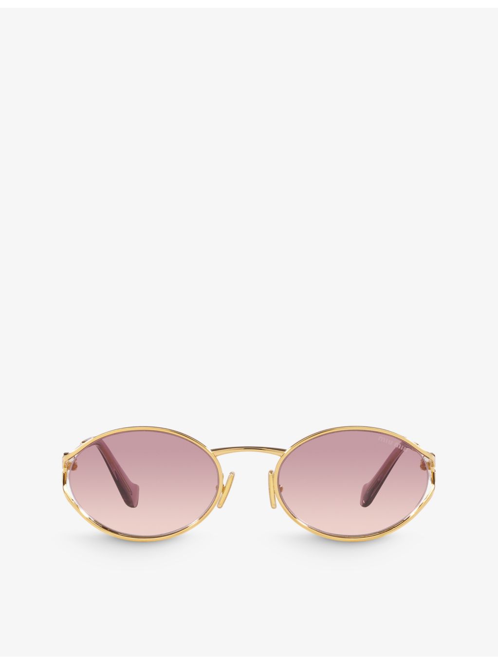 Miu Miu round-frame metal sunglasses with tinted lenses, UK version