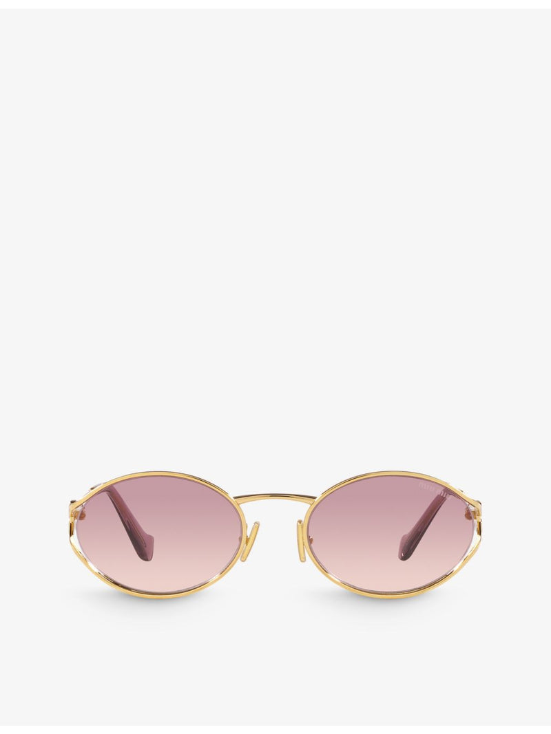 Miu Miu round-frame metal sunglasses with tinted lenses, UK version