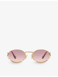 Miu Miu round-frame metal sunglasses with tinted lenses, UK version