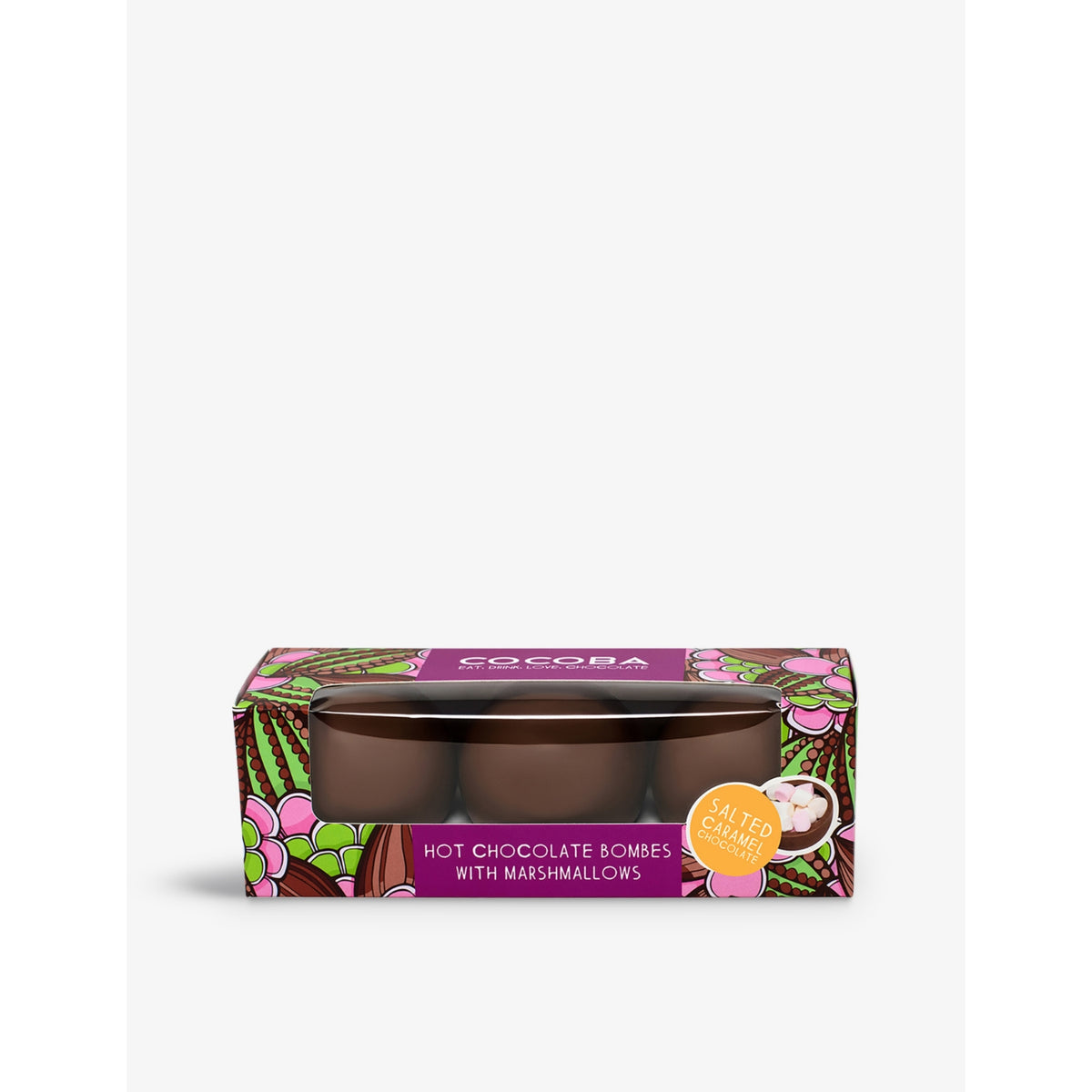 Cocoba hot chocolate bombes salted caramel and marshmallow 150g - British product
