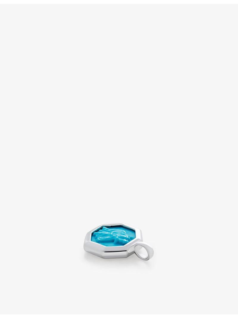 Monica Vinader St Christopher 1.4cm sterling silver turquoise charm pendant, UK version