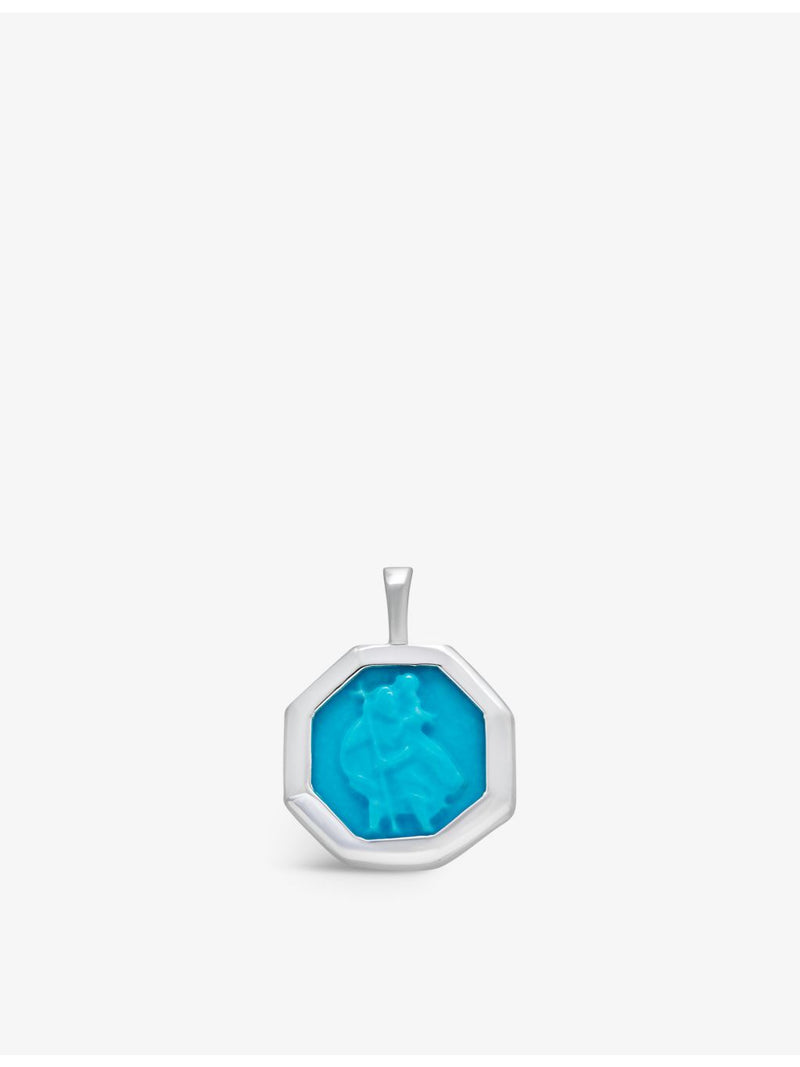 Monica Vinader St Christopher 1.4cm sterling silver turquoise charm pendant, UK version