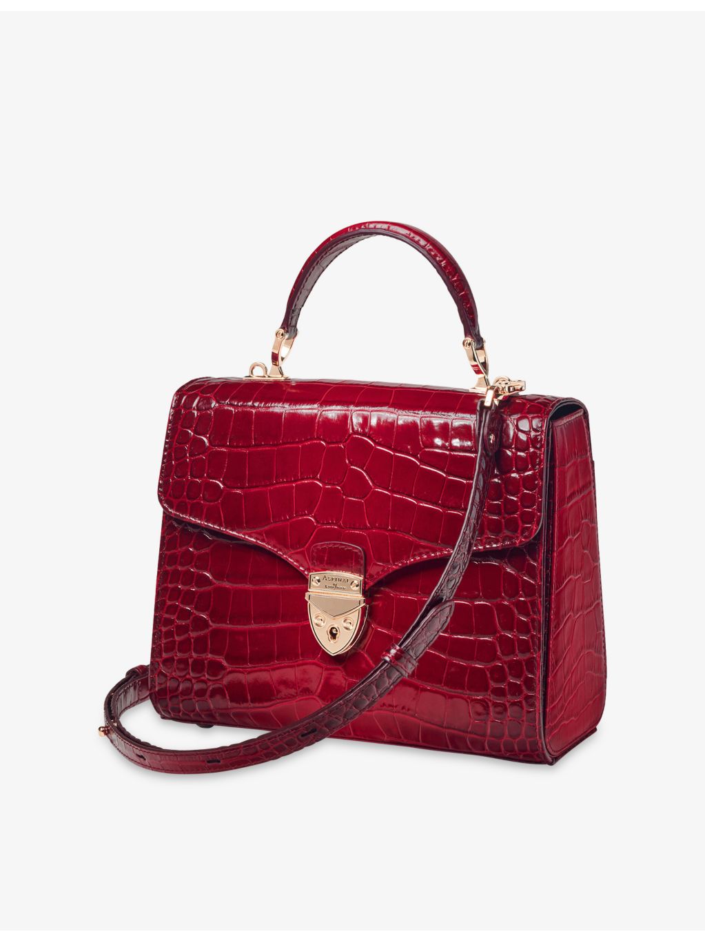 Aspinal of London Mayfair croc-embossed leather top-handle bag (British brand)