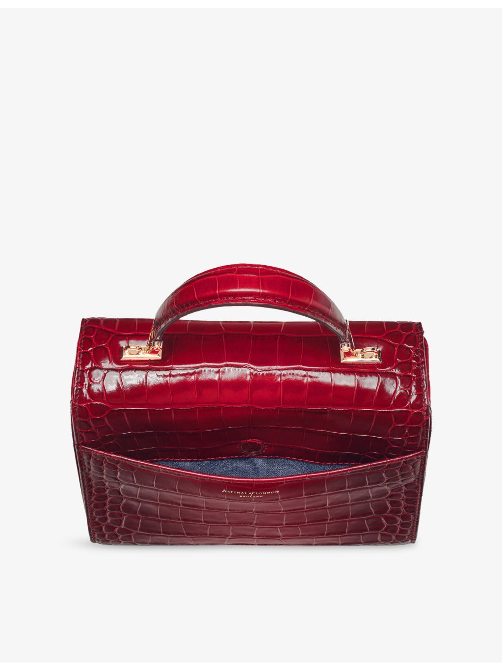 Aspinal of London Mayfair croc-embossed leather top-handle bag (British brand)