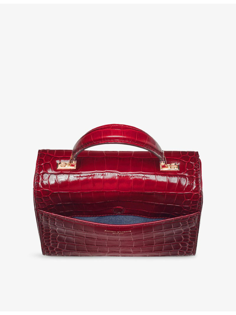 Aspinal of London Mayfair croc-embossed leather top-handle bag (British brand)