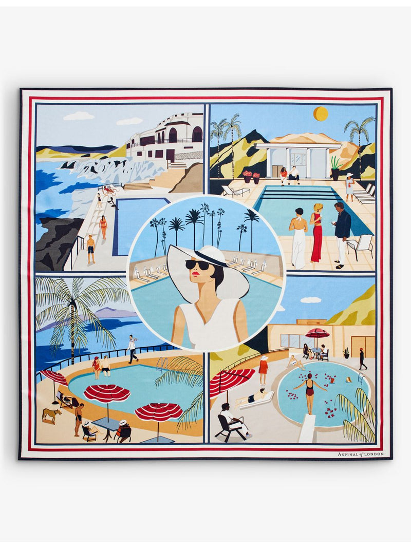 Aspinal of London silk scarf with graphic print 90cm - British product