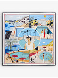 Aspinal of London silk scarf with graphic print 90cm - British product