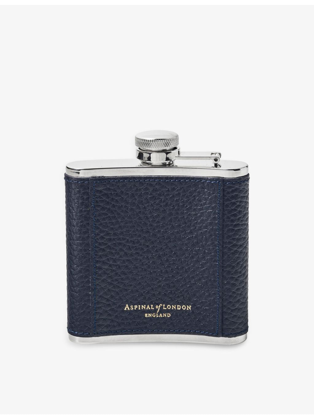 Aspinal of London logo-embossed leather hip flask 142ml, imported from the UK
