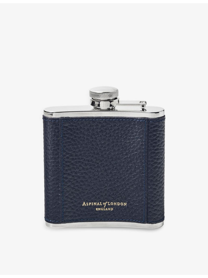 Aspinal of London logo-embossed leather hip flask 142ml, imported from the UK