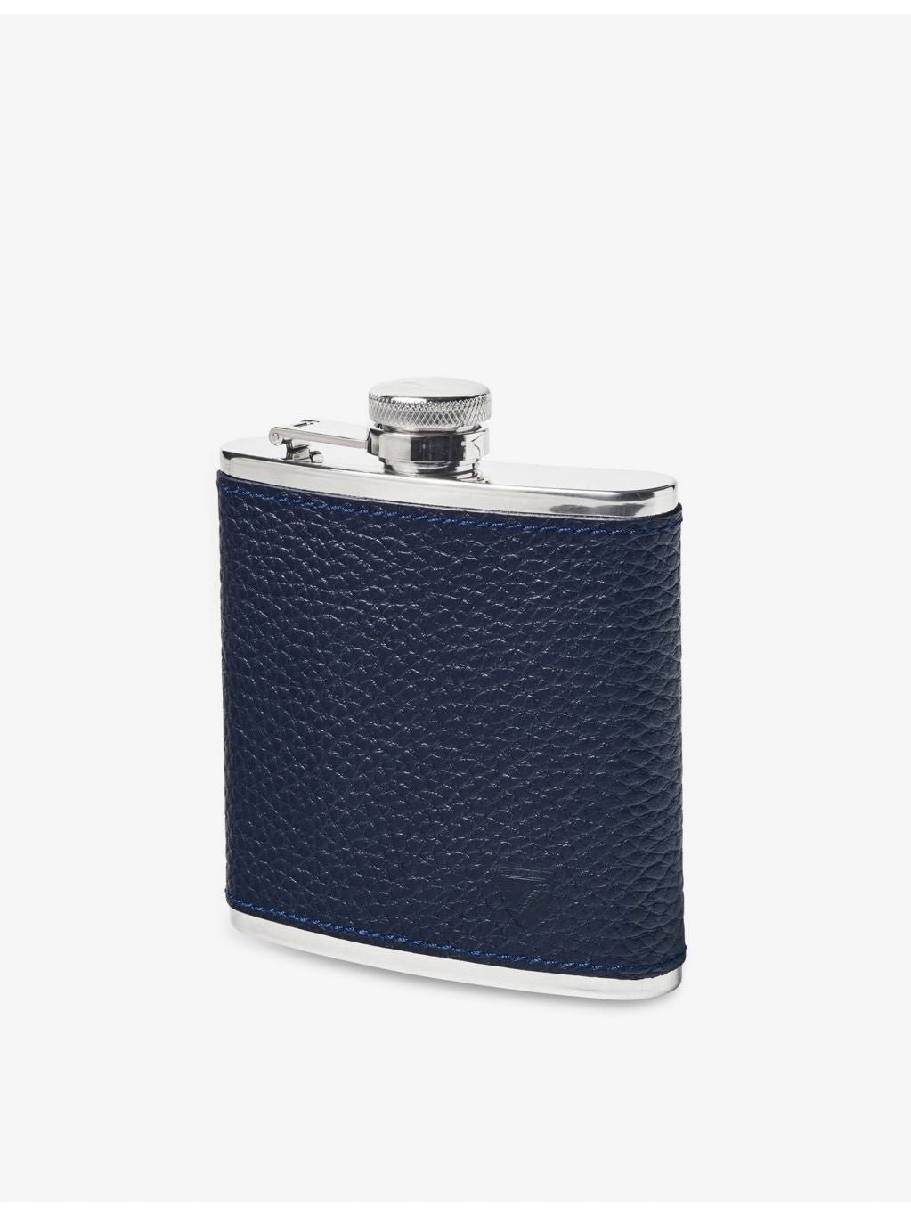 Aspinal of London logo-embossed leather hip flask 142ml, imported from the UK