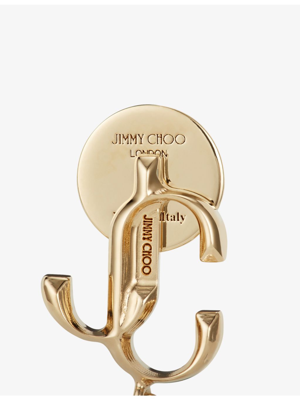 Jimmy Choo gold-toned brass pearl earrings with JC logo (British brand)
