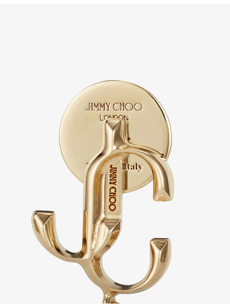 Jimmy Choo gold-toned brass pearl earrings with JC logo (British brand)