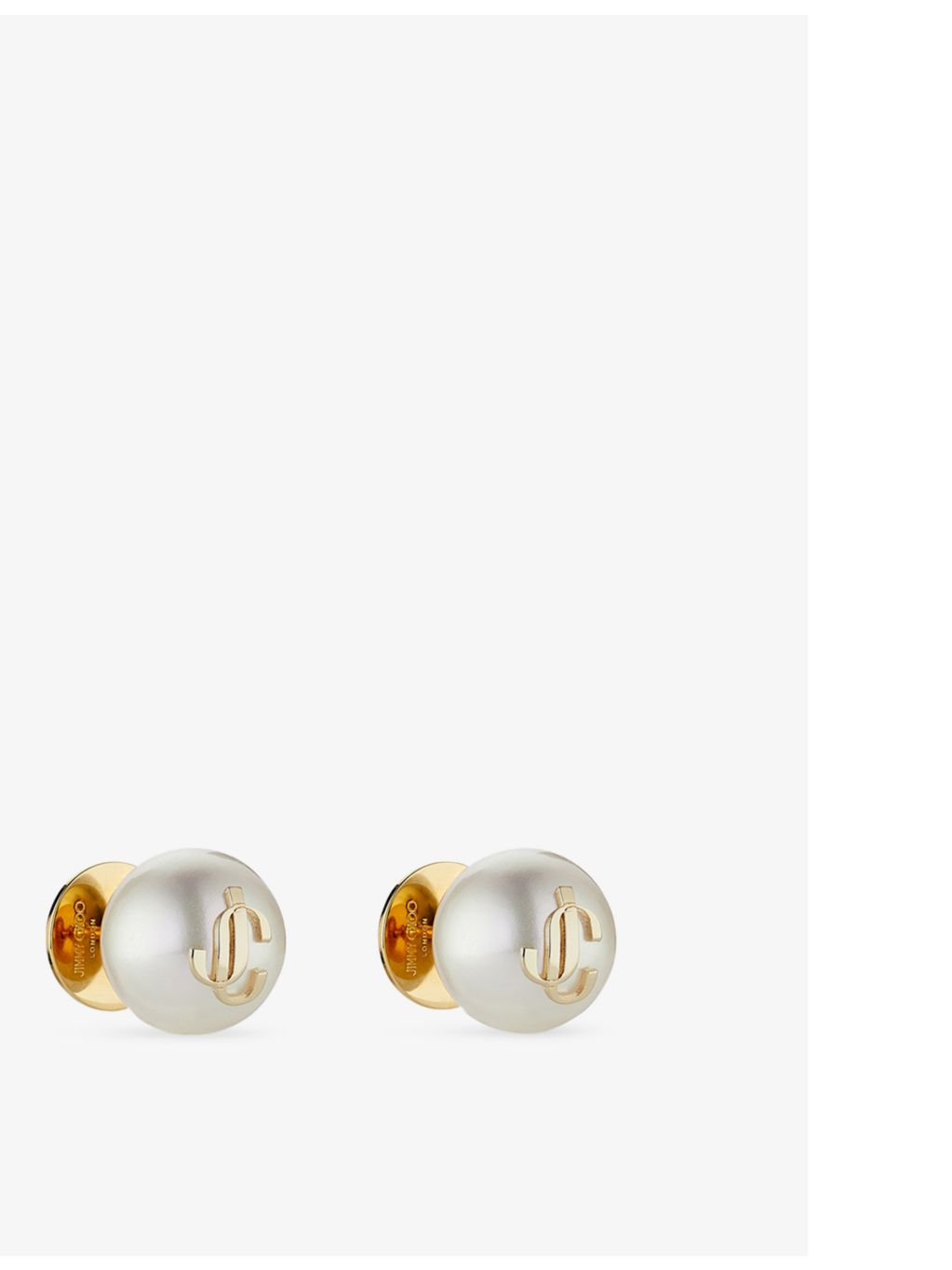 Jimmy Choo pearl stud earrings, gold-toned brass - British product