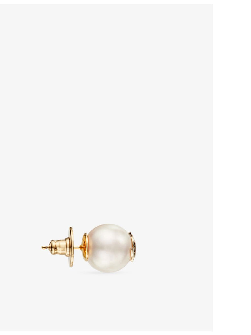 Jimmy Choo pearl stud earrings, gold-toned brass - British product