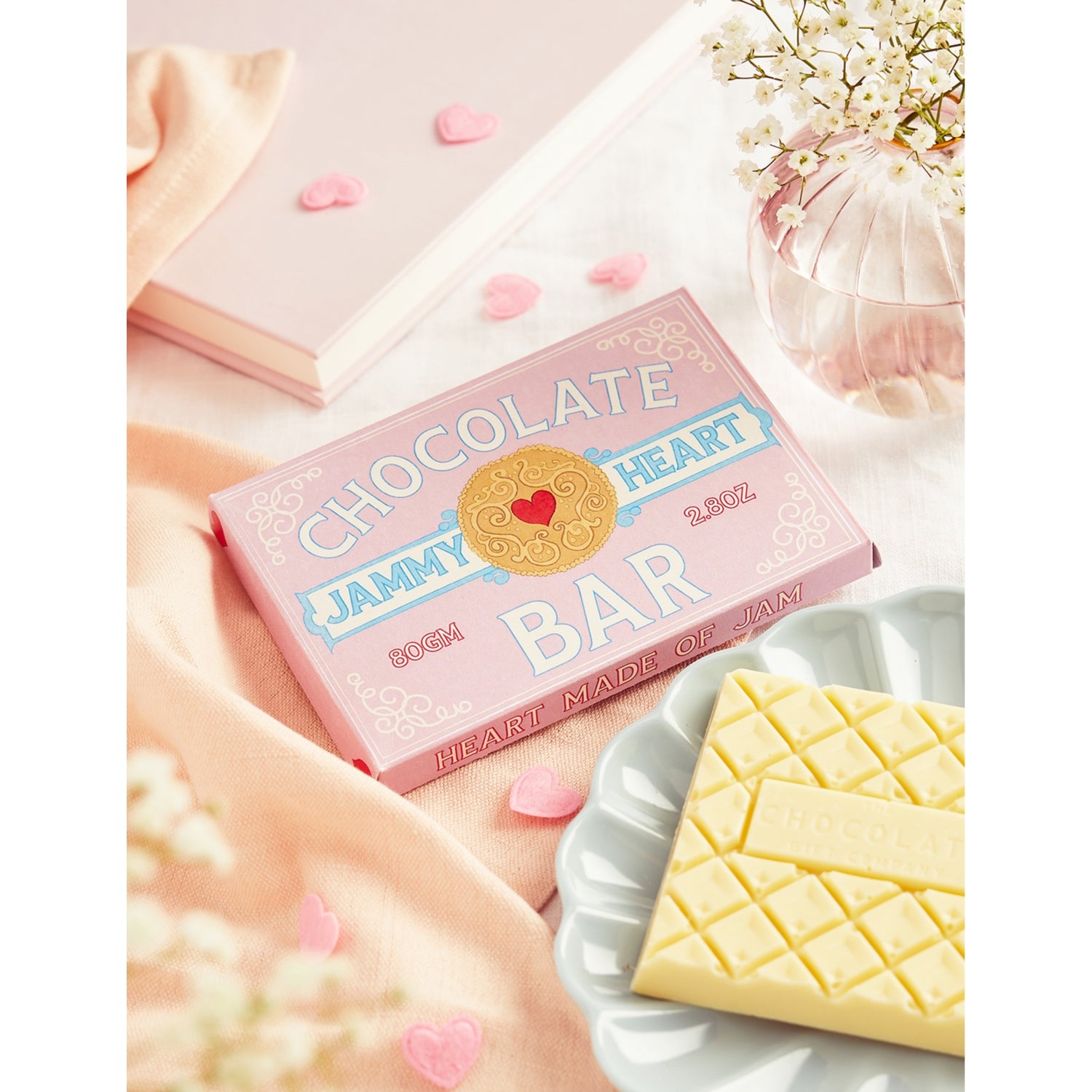 The Chocolate Gift Company jammy heart bar 80g, imported from the UK