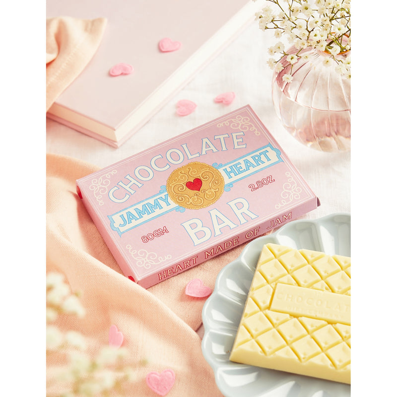 The Chocolate Gift Company jammy heart bar 80g, imported from the UK