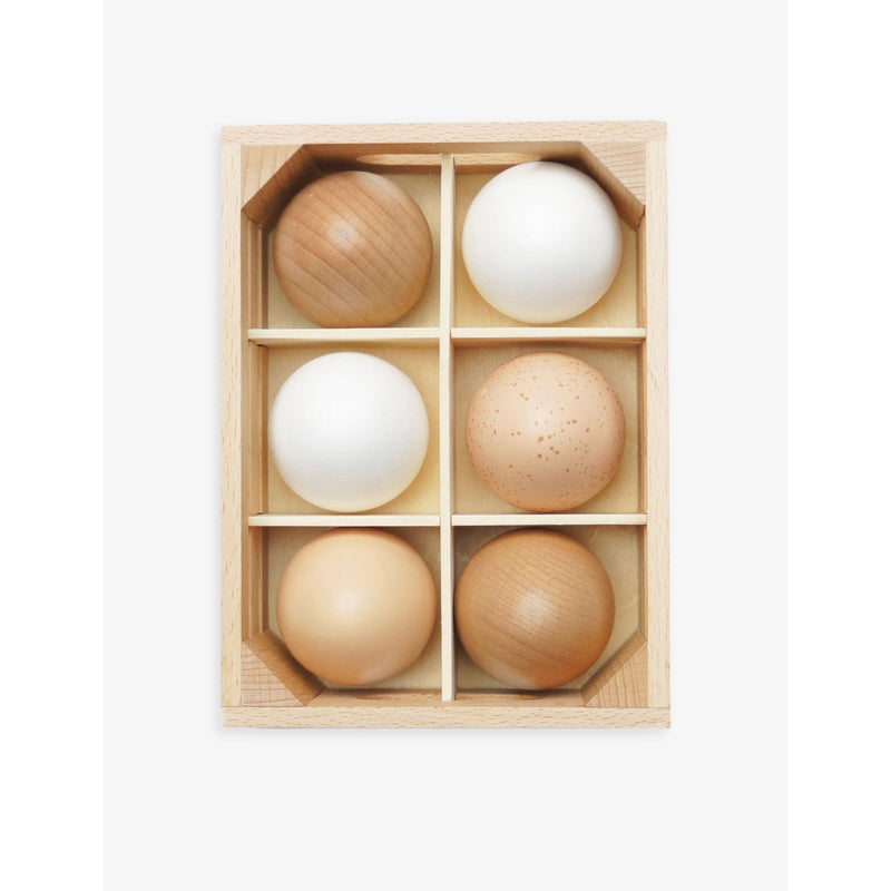 Le Toy Van wooden egg crate with 6 eggs, UK version