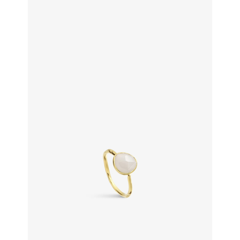 Monica Vinader Siren moonstone ring 18ct gold vermeil, imported from the UK